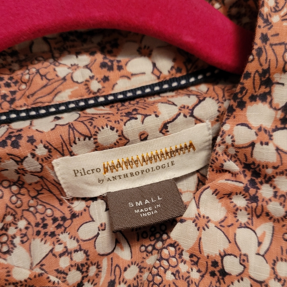 Anthropologie Sasha Smocked Boyfriend Buttondown Pink Size Small - Picture 9 of 9
